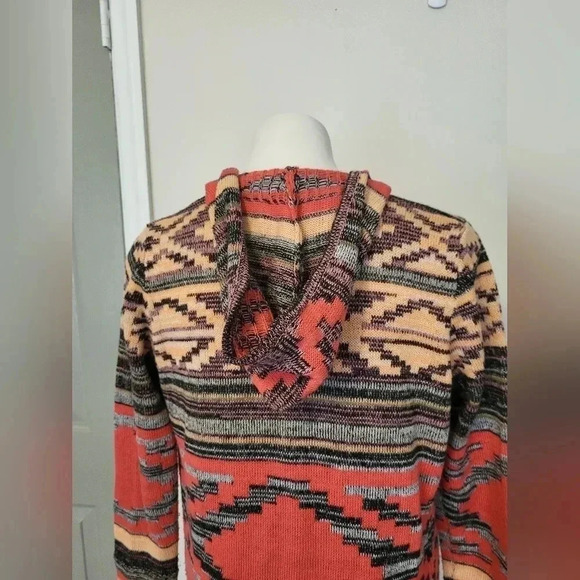 Altar’d State Cotton Blend Open Front Hooded Aztec Cardigan(M) - Picture 4 of 8